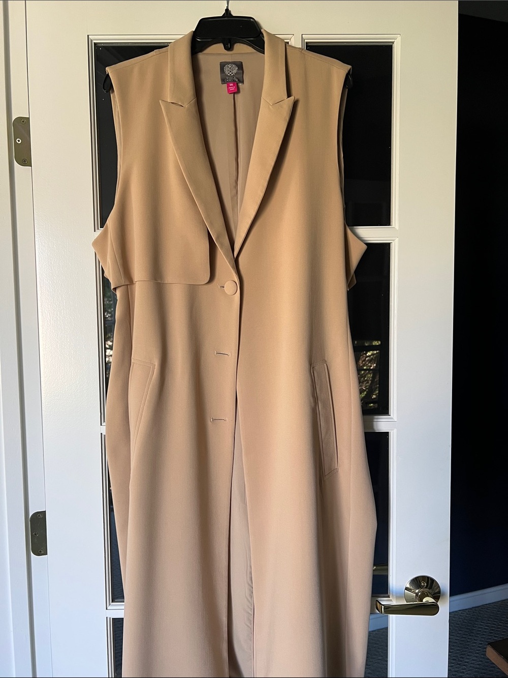 Vince Camuto Sleeveless Long Vest in Camel